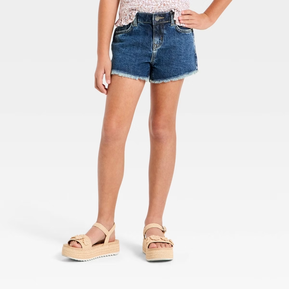 NWOT- Cat & Jack Mid-Rise Cutoff Medium Wash Jean Short Girls Size 10/12